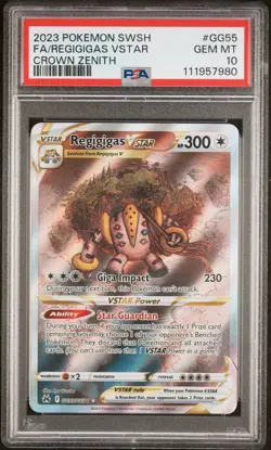 2023 POKEMON SWORD & SHIELD CROWN ZENITH #GG55 FULL ART/REGIGIGAS VSTAR PSA 10 - Image 1