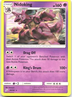 Nidoking 59/181 Rare Team Up Pokemon Near Mint - Image 1