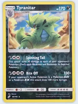 Tyranitar 85/181 Pokemon - Reverse Holo Sun & Moon Team Up MP - Image 1