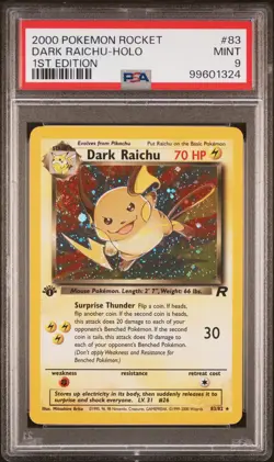 2000 POKEMON ROCKET 1ST ED #83 DARK RAICHU-HOLO PSA 9 - Image 1