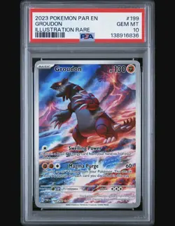 Pokemon TCG Sv04: Paradox Rift Groudon Holo Illustration Card 199/182 PSA 10 - Image 1