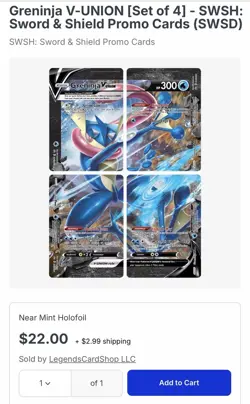 Pokemon Greninja V-UNION 4-Card Lot Sword & Shield Promo Holofoil - English - Image 3