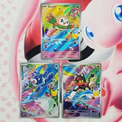 Rowlett 043 + Litten 044 + Popplio 045 - First Partner Pokemon Cards #L430 - Image 1