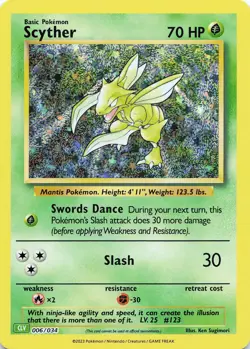 POKEMON Scyther #006/034 Holo Trading Card Game Classic NM - Image 1