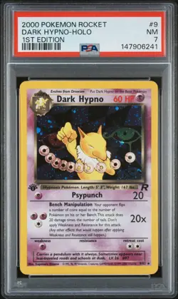Pokemon Dark Hypno 1st Edition Holo Rare Card PSA 7 NM Team Rocket 9/82 - Image 1
