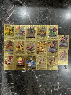 Pokemon Pikachu Gold Foil Cards All Different Cards Types 17 Cards In Total - Image 1