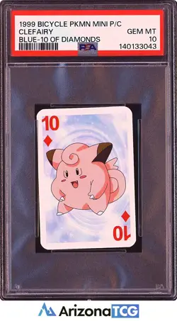 Pokemon 1999 Clefairy Blue 10 Of Diamonds Bicycle PKMN Mini Playing Card PSA 10 - Image 1