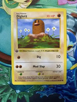 Diglett 47/102 | 1st Edition Base Set Shadowless, MP | Pokemon TCG 1999 - Image 1