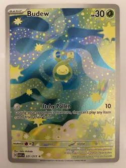 Pokemon Budew 221/217 ASC Illustration Rare Full Art Holo Basic 30 HP Card - Image 1