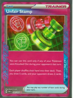 UNFAIR STAMP 165/167 ACE SPEC -TWILIGHT MASQUERADE POKEMON-ULTRA RARE-NM/LP - Image 1