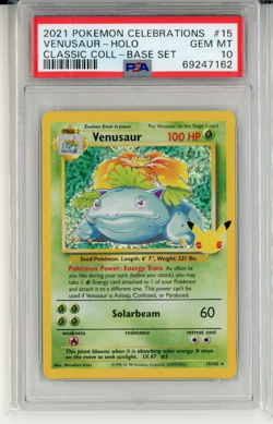 2021 POKEMON CELEBRATIONS CLASSIC COLL #15 VENUSAUR-HOLO PSA 10 - Image 1