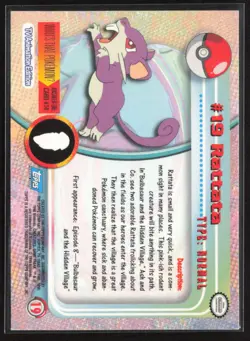 Topps Pokemon Rattata #19 Blue MP EN-1516 - Image 2