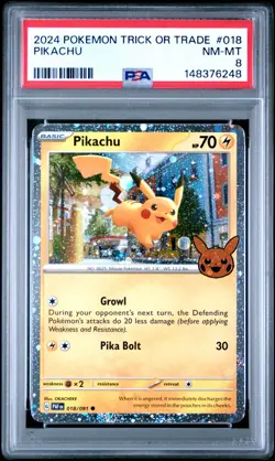 2024 POKEMON TRICK OR TRADE #018 PIKACHU PSA 8 (FREE S&H) - Image 1