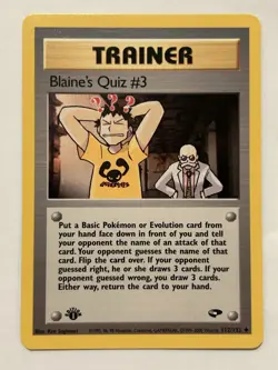 Pokemon Gym Challenge Trainer Blaine's Quiz #3 112/132 Uncommon 1st Edition - Image 1