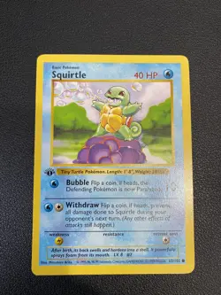 1999 Pokemon Base Set 1st Edition Squirtle Shadowless #63 Excellent Condition - Image 3