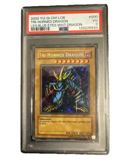 2002 Yu-Gi-Oh! Tri Horned Dragon LOB-000 Psa 3 Leg. Blue Eyes Wht. Dragon (RARE) - Image 1