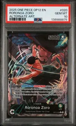 2025 ONE PIECE OP12-LEGACY OF THE MASTER | ALTERNATE ARTRORONOA ZORO 020 PSA 10 - Image 1