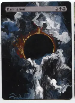 Damnation Altered Art Magic The Gathering Hand Painted Card - Image 1