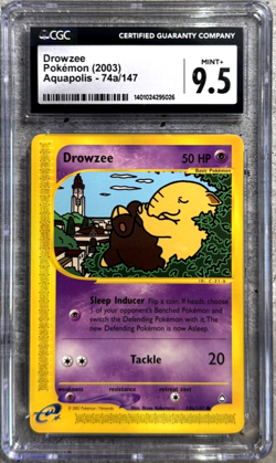 Pokemon Card Drowzee CGC 9.5 Mint+, e-Reader Aquapolis 74b/147, WOTC 2003 (1) - Image 1