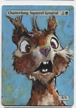 Chatterfang, Squirrel General Altered Art Magic The Gathering Hand Painted Card - Image 1