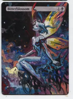 Bitterblossom Altered Art Magic The Gathering Mtg Hand Painted Card - Image 1