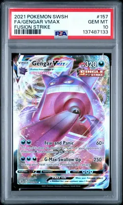 2021 POKEMON SWORD & SHIELD FUSION STRIKE #157 FULL ART/GENGAR VMAX PSA 10 - Image 1