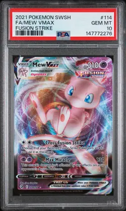 2021 POKEMON SWORD & SHIELD FUSION STRIKE #114 FULL ART/MEW VMAX PSA 10 - Image 1