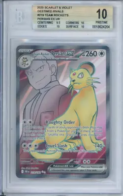 2025 Pokemon S&V Destined Rivals Team Rocket's Persian ex UR BGS 10 FDP106 - Image 1