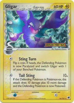 Gligar (Delta Species) - 16/101 - Rare - Reverse Holo LP, English Pokemon EX Dra - Image 1