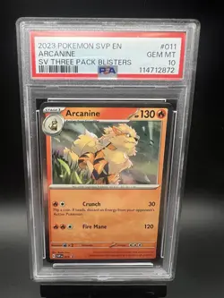 PSA 10 Arcanine #011 Pokemon Scarlet and Violet With Swirl On Bottom Right - Image 1
