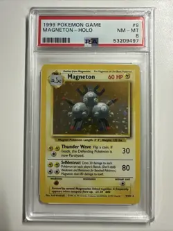 Magneton Holo PSA 8 Base Set 1999 WOTC Unlimited #9 Vintage Pokemon - Image 1