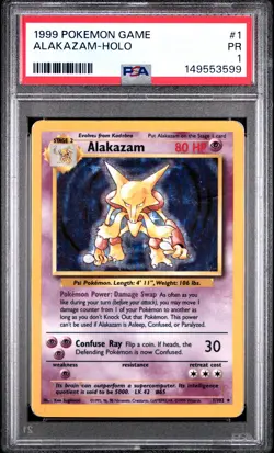 1999 POKEMON GAME #1 ALAKAZAM-HOLO PSA 1 - Image 1