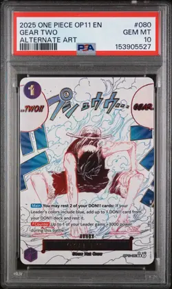 PSA 10 One Piece ENGLISH Luffy Gear Two Event Manga (Alternate Art) OP11-080 - Image 1