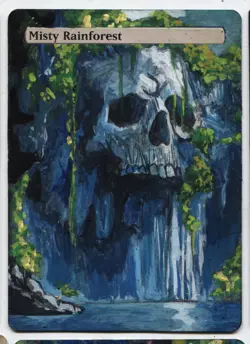 Misty Rainforest Altered Art Magic The Gathering Hand Painted Card - Image 1