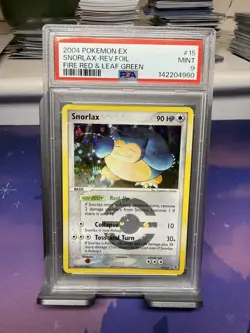PSA 9 Snorlax 15/112 Reverse Foil Fire Red & Leaf Green EX Pokemon Card MINT - Image 1
