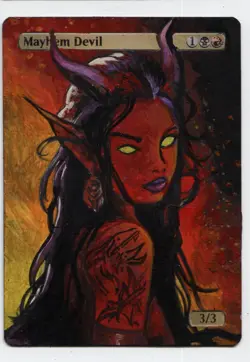 Mayhem Devil Altered Art Magic The Gathering Hand Painted Card - Image 1
