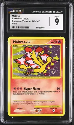 CGC 9 MINT Moltres 149/147 Supreme Victors Holo SWIRL Pokemon Card - Image 1