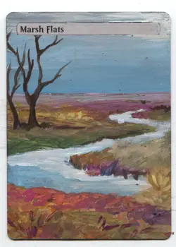 Marsh Flats Altered Art Magic The Gathering Hand Painted Card - Image 1