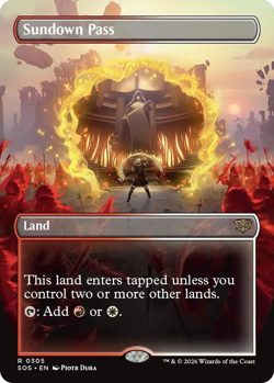 MTG magic 1x Sundown Pass BORDERLESS (M/NM) Secrets of Strixhaven - Image 1