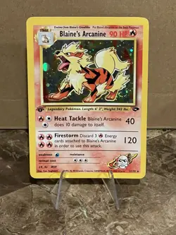 Pokemon Blaines Arcanine 1/132 1st Edition Gym Challenge Holo SWIRL 🌀 & 🌕 - Image 1