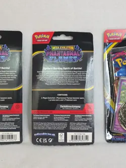 POKEMON TCG MEGA EVOLUTION PHANTASMAL FLAMES 3 SEALED BLISTER PACKS WHIMSICOTT - Image 5