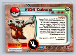 2000 Topps Pokemon TV Animation Cubone #104 - Image 2