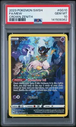 2023 POKEMON SWORD & SHIELD CROWN ZENITH #GG10 FULL ART/MEW PSA 10 - Image 1