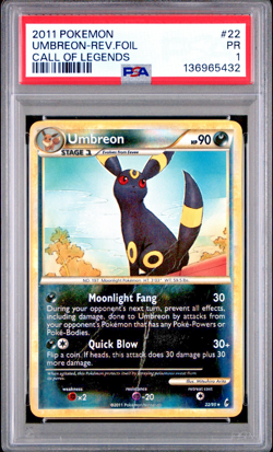 PSA 1 PR 2011 Pokemon Call of Legends Umbreon REVERSE Holo Foil Rare 22/95 - Image 1