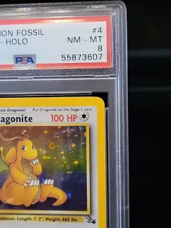 PSA 8! 1999 Pokemon Fossil 1st Edition Dragonite Holo 4/62 - Image 3