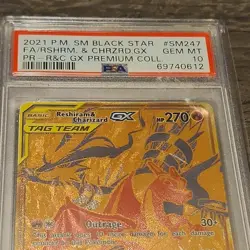 Pokemon Reshiram & Charizard GX SM247 SM Black Star Promo TAG TEAM Holo PSA 10 - Image 2