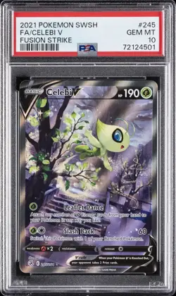 2021 POKEMON SWORD & SHIELD FUSION STRIKE #245 FULL ART/CELEBI V PSA 10 - Image 1