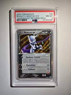 Pokemon Rocket's Mewtwo ex 99/109 Team Rocket Returns EX Holo Ultra Rare PSA 8 - Image 1