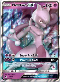 MEWTWO GX 31/68 HOLO GX RARE HIDDEN FATES POKEMON DMG - Image 1