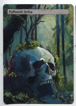 Polluted Delta Altered Art Magic The Gathering Hand Painted Card - Image 1